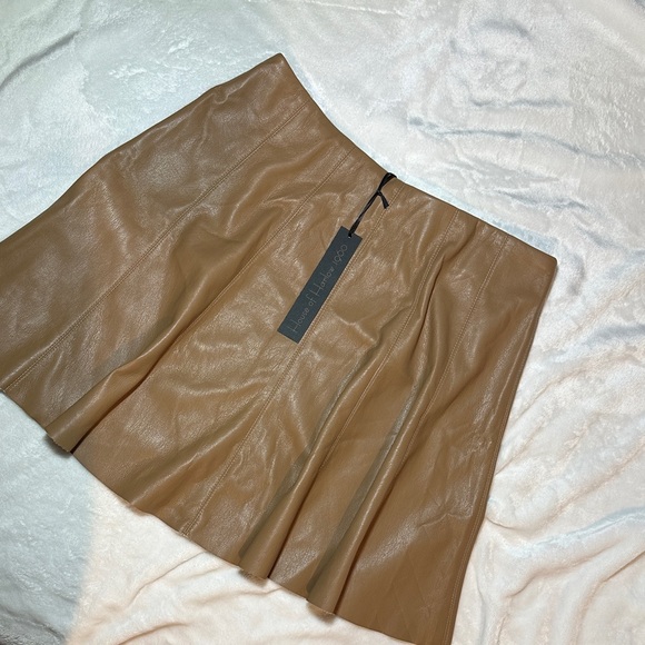 Harlow Tan Leather Skater Skirt - Picture 1 of 3